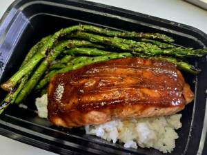 miso glazed salmon prepped meal