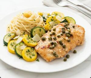 plated chicken piccata