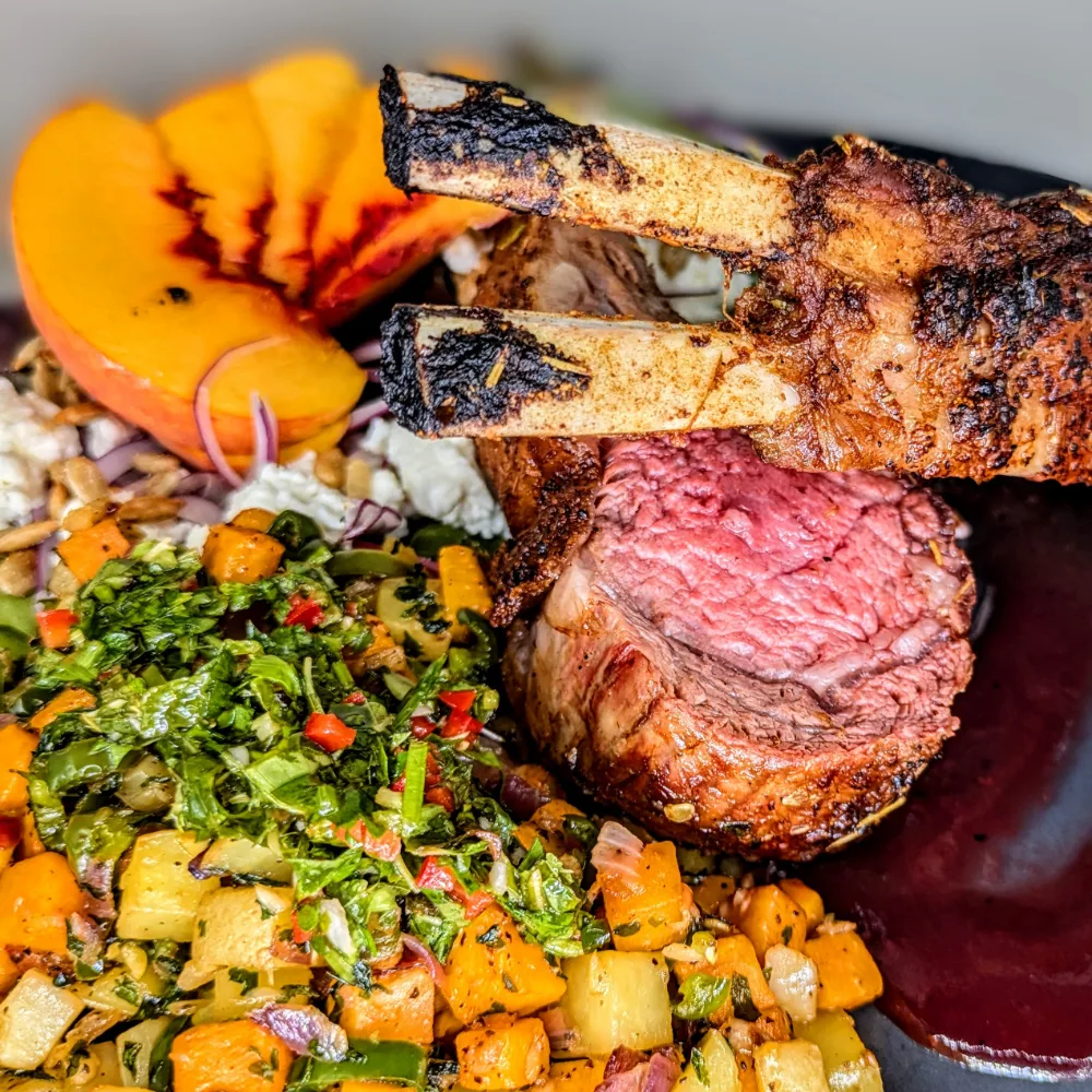 Sliced beef tenderloin with salad