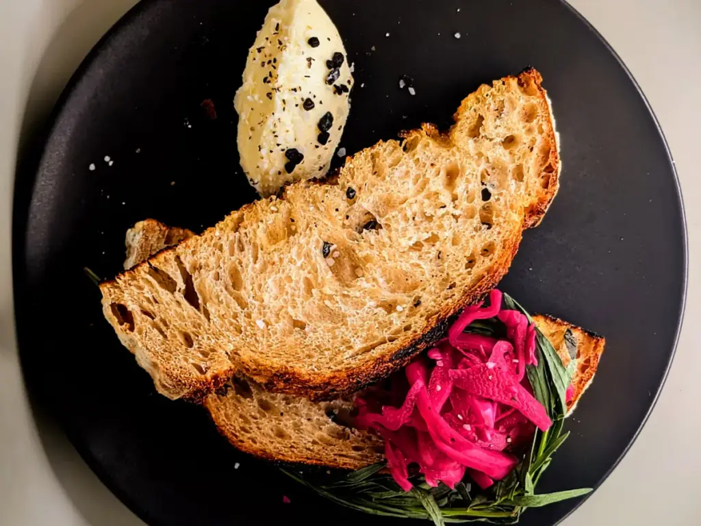 Sourdough with pickled onions and whipped butter